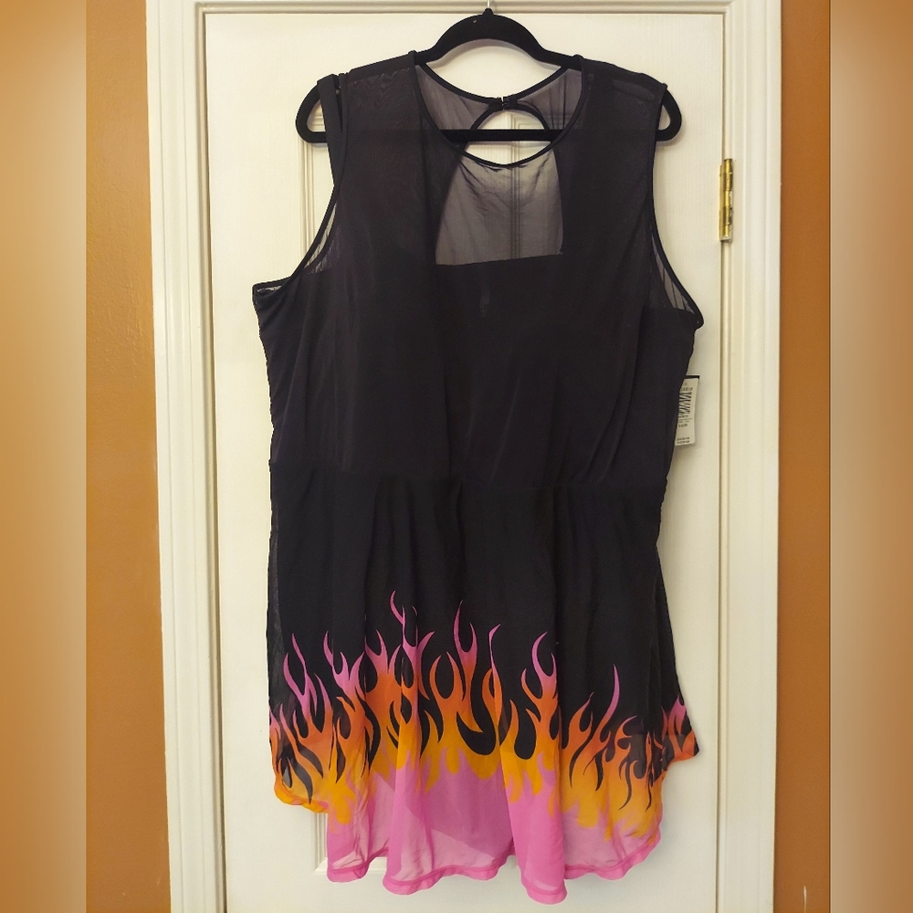 Torrid Black Flame Design Swim Dress 5x